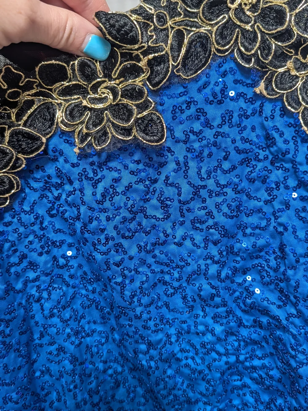 Weissman Blue and Black Sequin Jazz Dance Costume